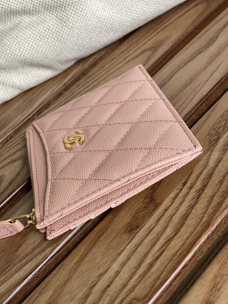 CC A84105 Coin Case Pink Gold Metal Caviar 240743