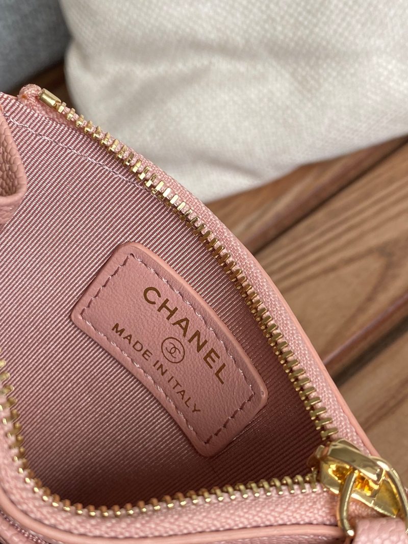 CC A84105 Coin Case Pink Gold Metal Caviar 240743