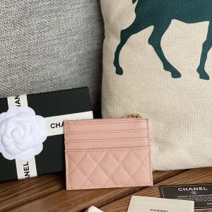 CC A84105 Coin Case Pink Gold Metal Caviar 240743