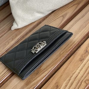 cc boy 11cm card holder black caviar silver hardware