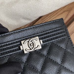 cc boy 11cm card holder black caviar silver hardware