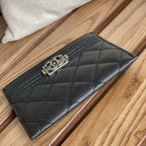 cc boy 11cm card holder black caviar silver hardware