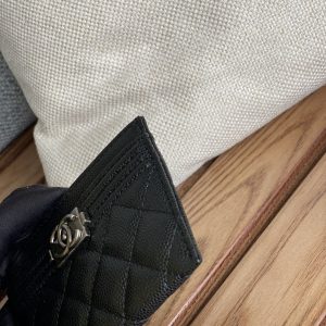 cc boy 11cm card holder black caviar silver hardware