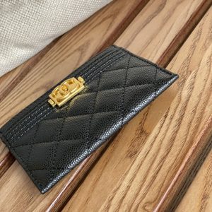 cc boy 11cm card holder black caviar gold hardware