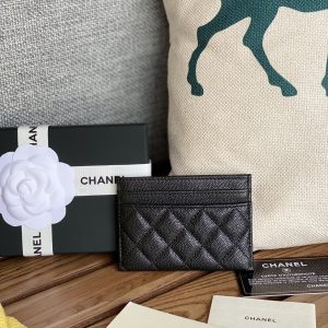 cc boy 11cm card holder black caviar gold hardware