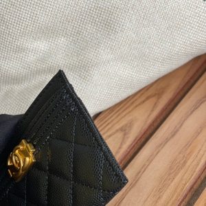 cc boy 11cm card holder black caviar gold hardware