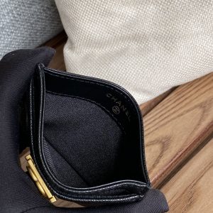 cc boy 11cm card holder black caviar gold hardware