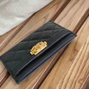 cc boy 11cm card holder black caviar gold hardware