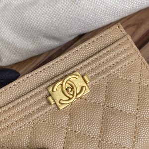 cc boy 11cm card holder beige caviar gold hardware