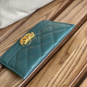 cc boy 11cm card holder dark green caviar gold hardware