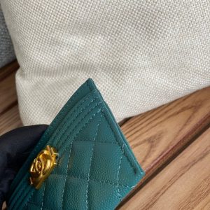 cc boy 11cm card holder dark green caviar gold hardware