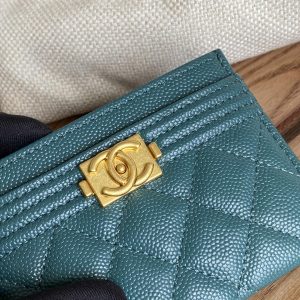 cc boy 11cm card holder dark green caviar gold hardware