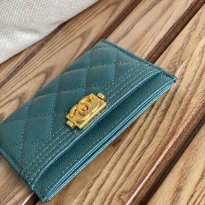 cc boy 11cm card holder dark green caviar gold hardware