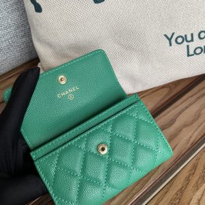 cc small wallet 11cm dark green caviar light gold hardware