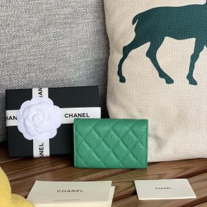 cc small wallet 11cm dark green caviar light gold hardware