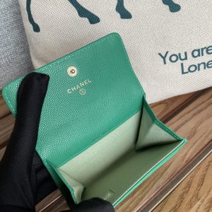 cc small wallet 11cm dark green caviar light gold hardware