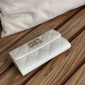 cc small wallet 11cm white caviar light gold hardware