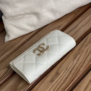 cc small wallet 11cm white caviar light gold hardware