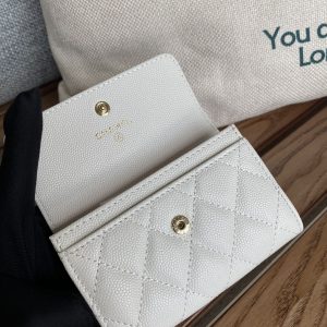 cc small wallet 11cm white caviar light gold hardware