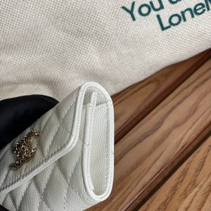 cc small wallet 11cm white caviar light gold hardware