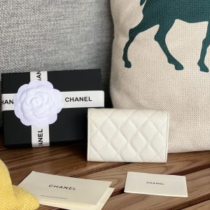 cc small wallet 11cm white caviar light gold hardware