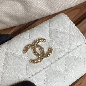 cc small wallet 11cm white caviar light gold hardware