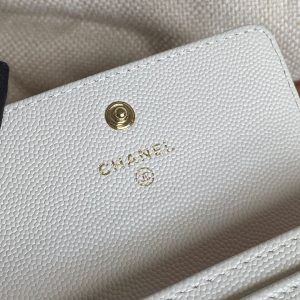 cc small wallet 11cm white caviar light gold hardware
