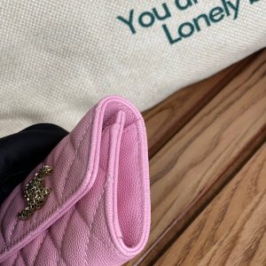 cc small wallet 11cm pink caviar light gold hardware