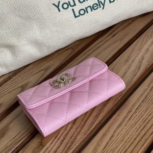 cc small wallet 11cm pink caviar light gold hardware
