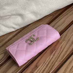 cc small wallet 11cm pink caviar light gold hardware
