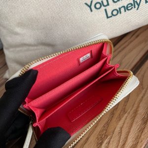 cc zipped wallet 11cm white caviar gold hardware