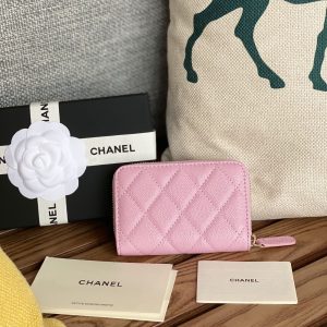 cc zipped wallet 11cm pink caviar gold hardware