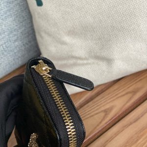 cc zipped wallet 11cm black caviar gold hardware