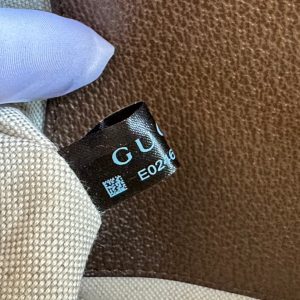 GG OPHIDIA SMALL 24 IN BEIGE CANVAS AND BROWN CALFSKIN