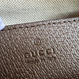 GG OPHIDIA SMALL 24 IN BEIGE CANVAS AND BROWN CALFSKIN
