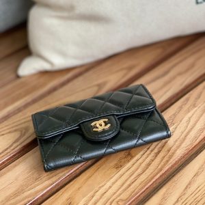 cc small wallet 11cm black lambskin gold hardware
