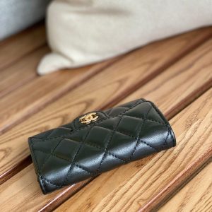 cc small wallet 11cm black lambskin gold hardware