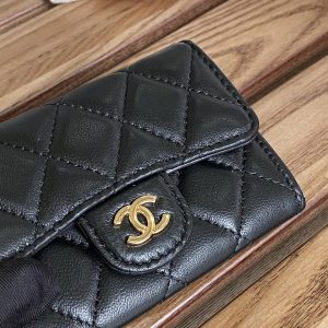 cc small wallet 11cm black lambskin gold hardware