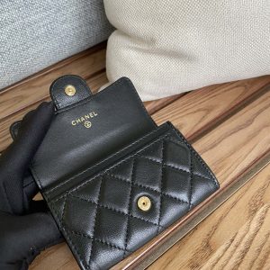 cc small wallet 11cm black lambskin gold hardware