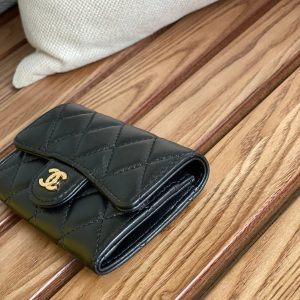 cc small wallet 11cm black lambskin gold hardware