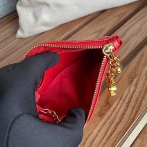 cc zipped wallet 14cm red caviar gold hardware
