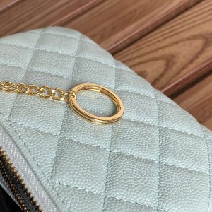 cc zipped wallet 14cm light cloud blue caviar gold hardware