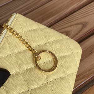 cc zipped wallet 14cm yellow caviar gold hardware