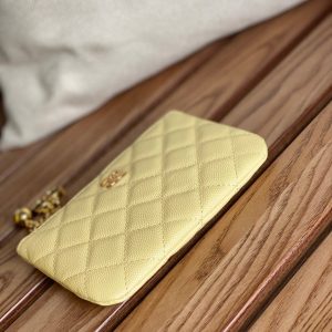 cc zipped wallet 14cm yellow caviar gold hardware