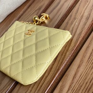 cc zipped wallet 14cm yellow caviar gold hardware