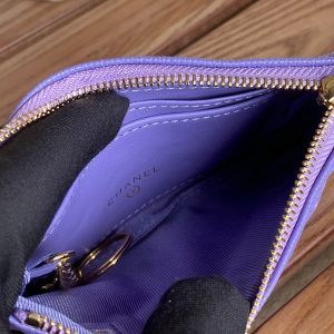 cc zipped wallet 14cm purple caviar gold hardware