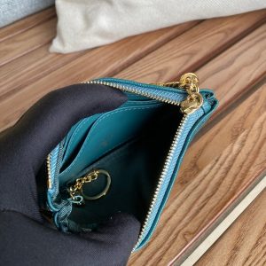 cc zipped wallet 14cm dark green caviar gold hardware