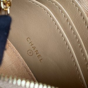 cc zipped wallet 14cm beige caviar gold hardware