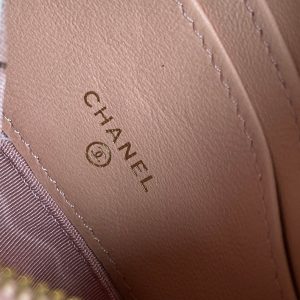 cc zipped wallet 14cm light pink caviar gold hardware