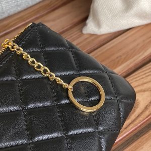 cc zipped wallet 14cm black lambskin gold hardware